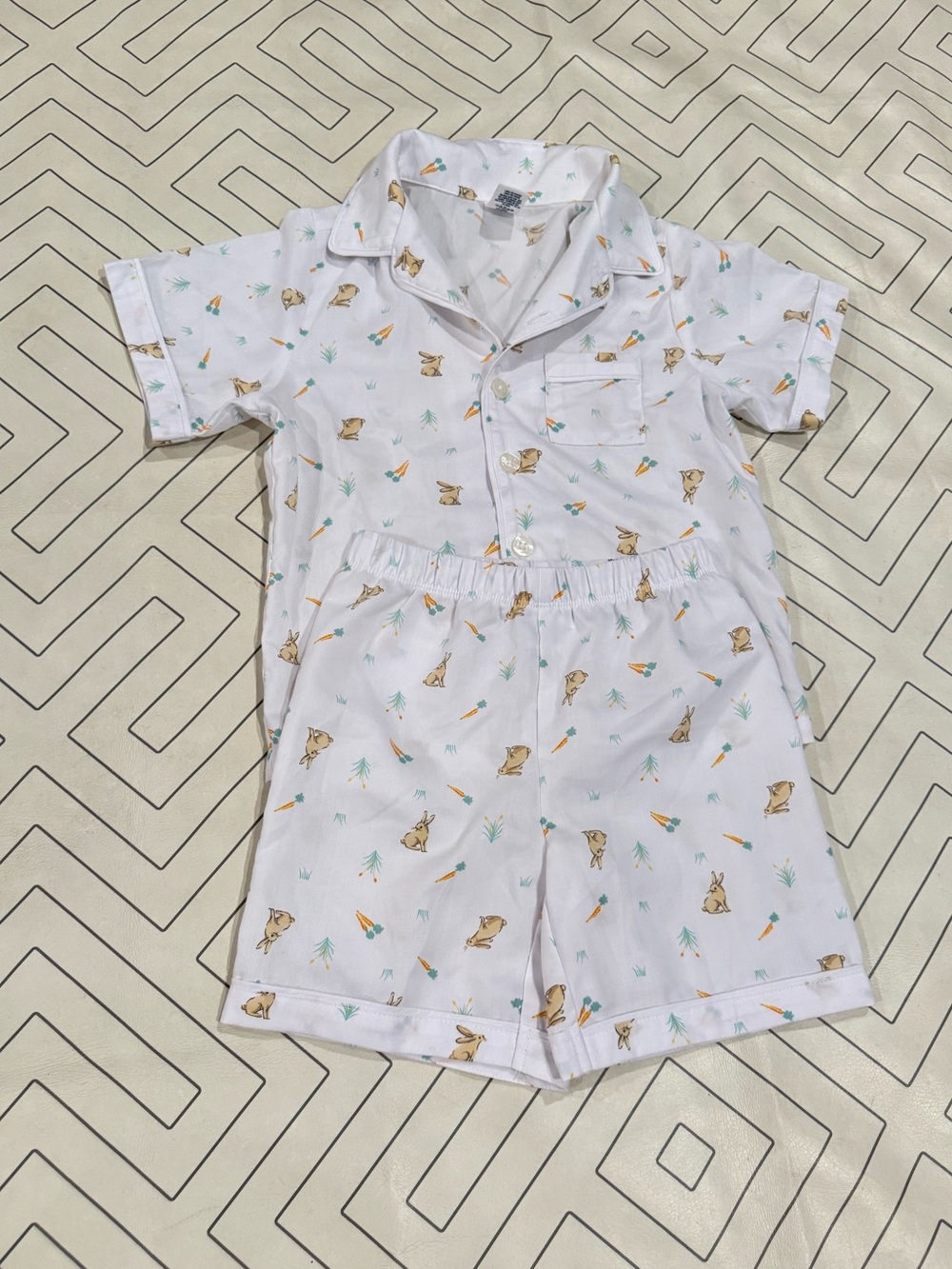 New Janie and Jack White Bunny & Carrot Short Pajama Set
